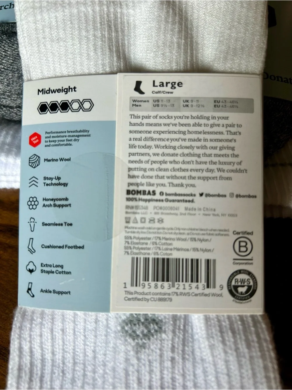 Bombas Men's White and Gray All-Purpose Athletic Socks (3-Pack) NWT